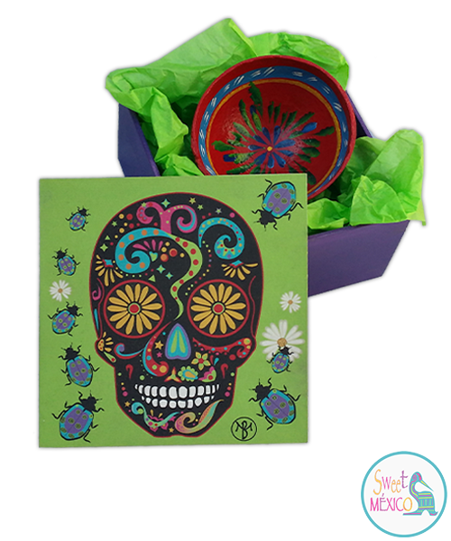 "Calavera" verde con Jícara