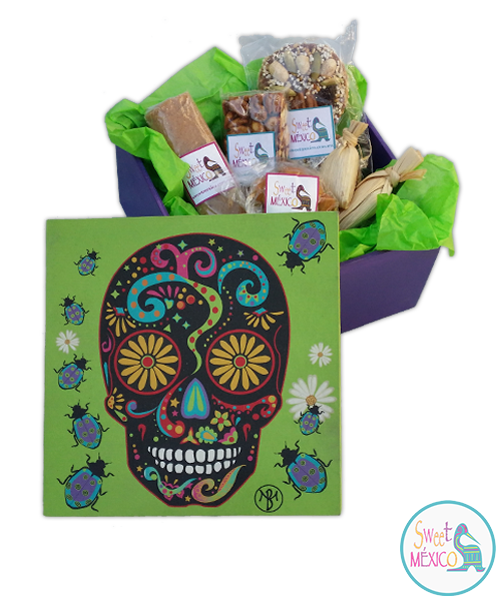 "Calavera" verde con Dulces tradicionales