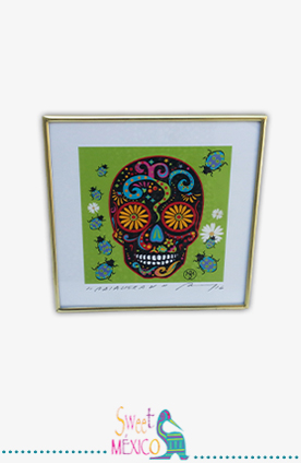 Cuadro "Calavera" verde